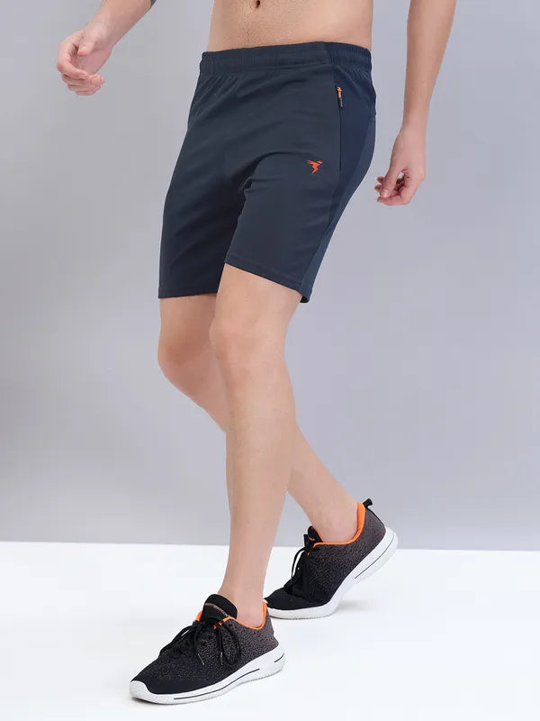 Men Solid Slim Fit Shorts with TECHNO DRY