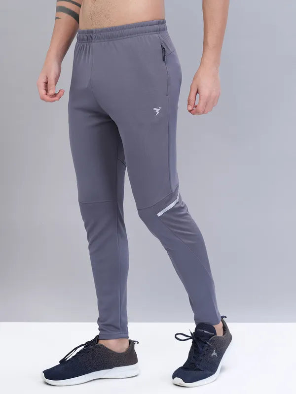 Men Solid Slim Fit Trackpants with TECHNO DRY