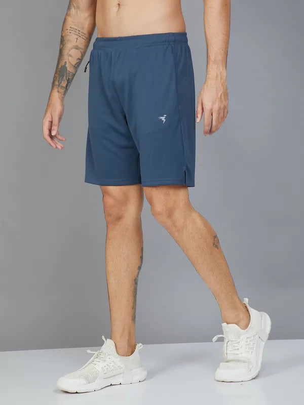 Men Solid Slim Fit Shorts with TECHNO DRY