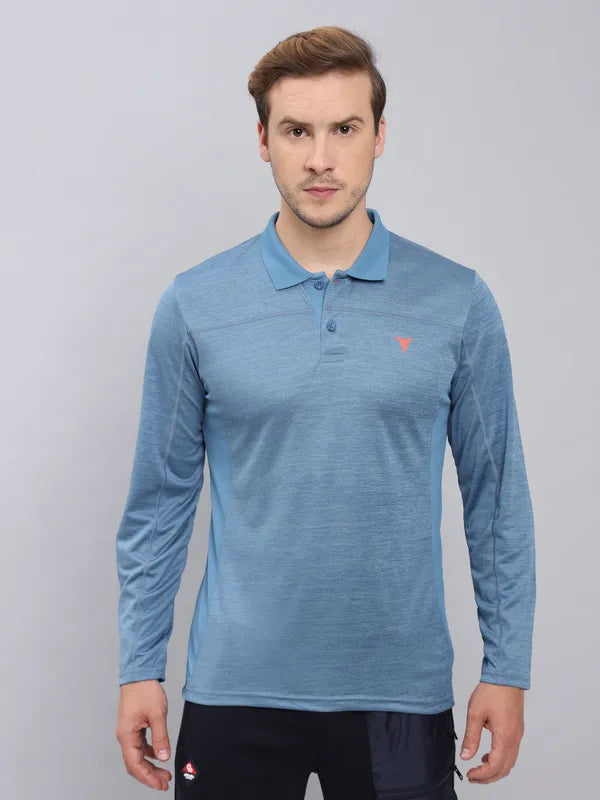 Men Melange Slim Fit Polo T-shirt with DOUBLE COOL