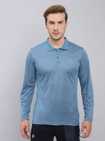 Men Melange Slim Fit Polo T-shirt with DOUBLE COOL