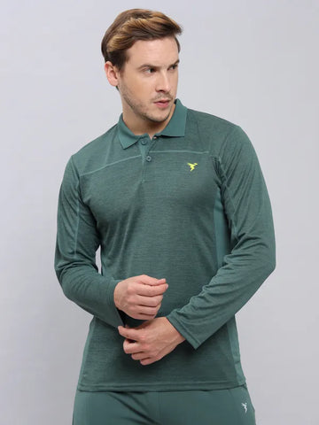 Men Melange Slim Fit Polo T-shirt with DOUBLE COOL