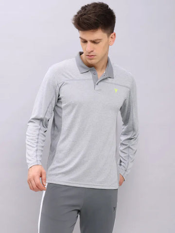 Men Melange Slim Fit Polo T-shirt with DOUBLE COOL