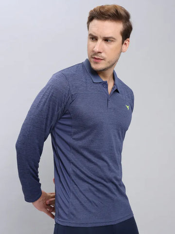 Men Melange Slim Fit Polo T-shirt with DOUBLE COOL