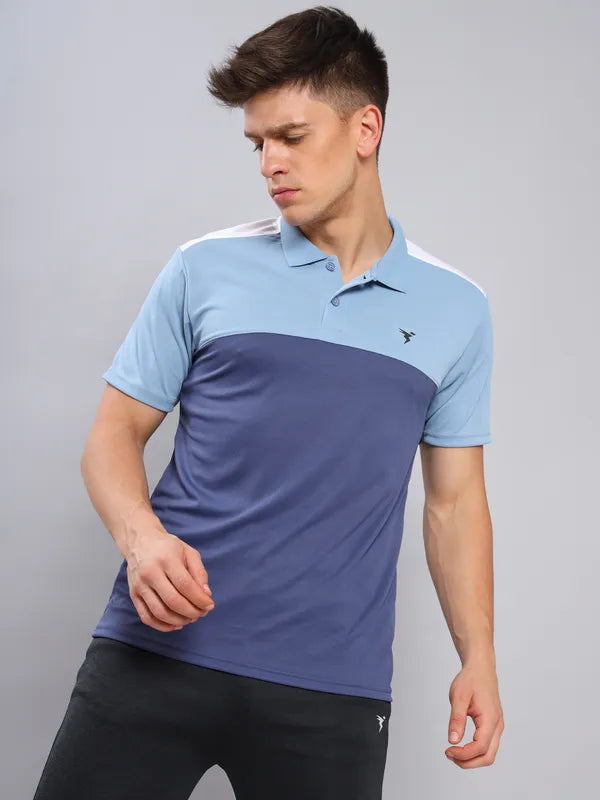Men Colorblock Slim Fit Polo T-shirt with TECHNO COOL+