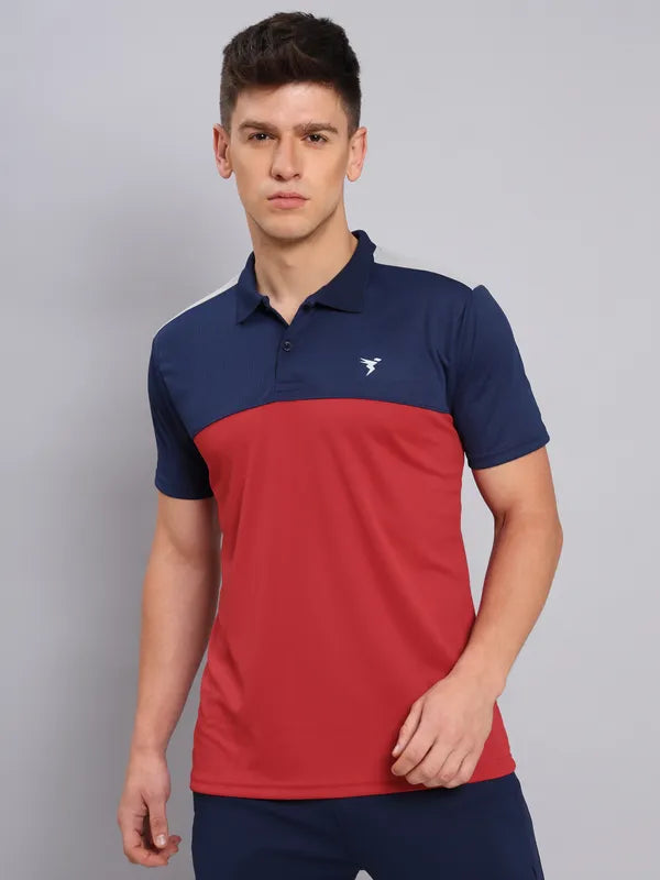Men Colorblock Slim Fit Polo T-shirt with TECHNO COOL+