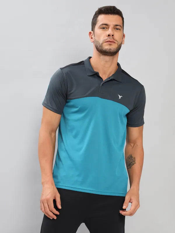 Men Colorblock Slim Fit Polo T-shirt with TECHNO COOL+