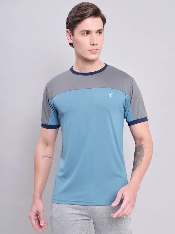 Men Colorblock Slim Fit Crew Neck T-shirt with TECHNO COOL+