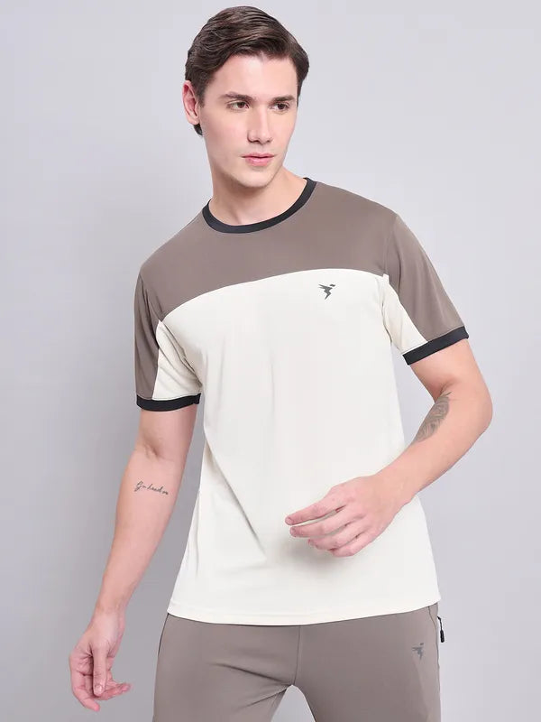 Men Colorblock Slim Fit Crew Neck T-shirt with TECHNO COOL+