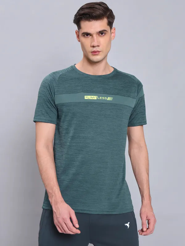 Men Melange Slim Fit Crew Neck T-shirt with TECHNO COOL+