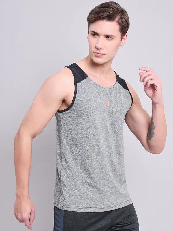 Men Melange Slim Fit Scoop Neck Innerwear Vest with DOUBLE COOL