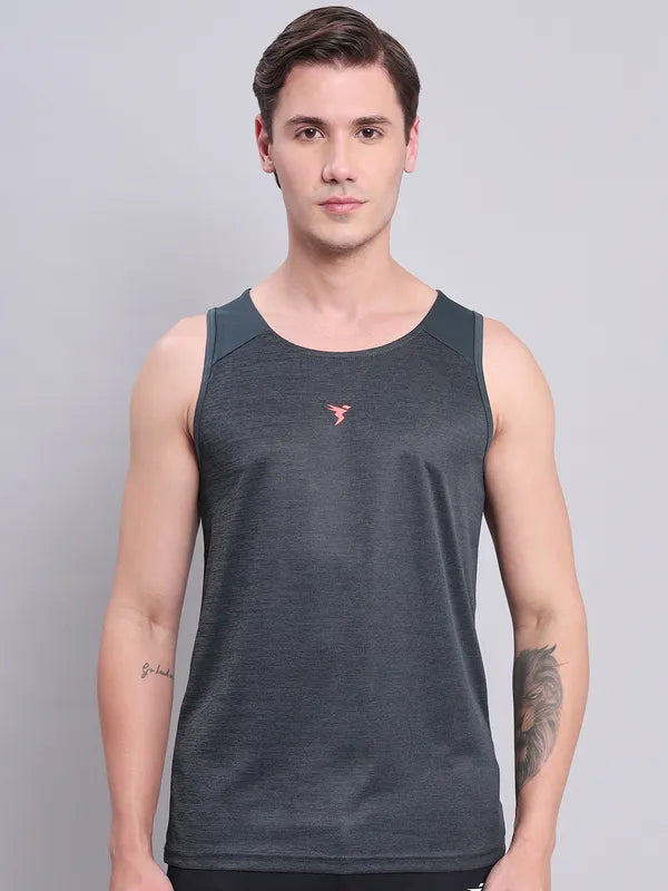 Men Melange Slim Fit Scoop Neck Innerwear Vest with DOUBLE COOL