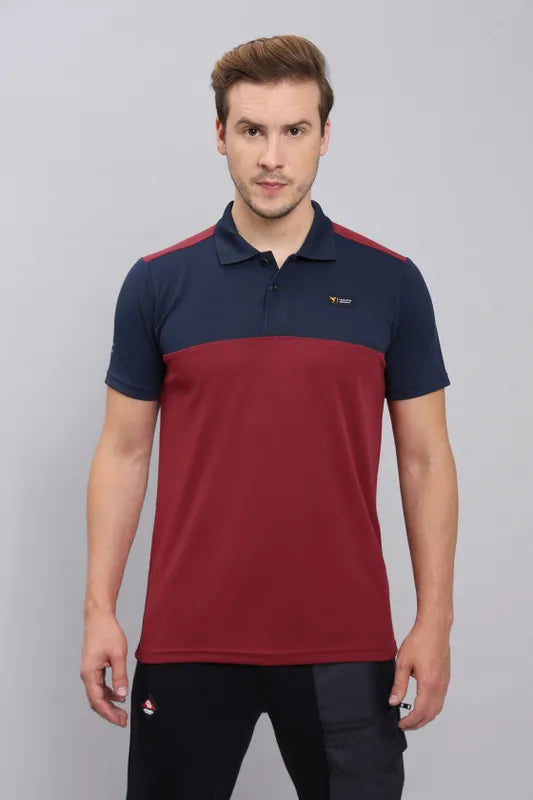 Men Colorblock Slim Fit Polo T-shirt with TECHNO COOL+