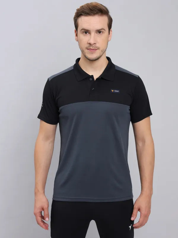 Men Colorblock Slim Fit Polo T-shirt with TECHNO COOL+