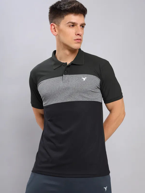 Men Colorblock Slim Fit Polo T-shirt with MATPIQ