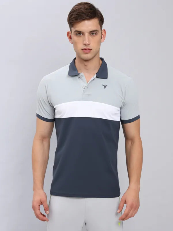 Men Colorblock Slim Fit Polo T-shirt with MATPIQ