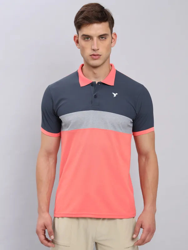 Men Colorblock Slim Fit Polo T-shirt with MATPIQ