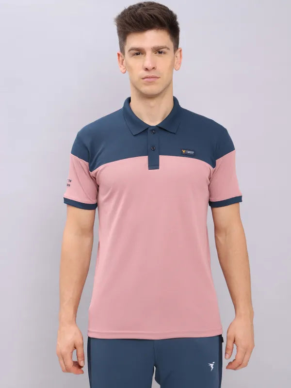 Men Colorblock Slim Fit Polo T-shirt with TECHNO DRY