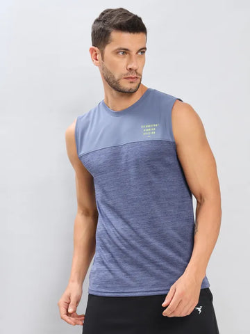 Men Melange Slim Fit Crew Neck Innerwear Vest with DOUBLE COOL