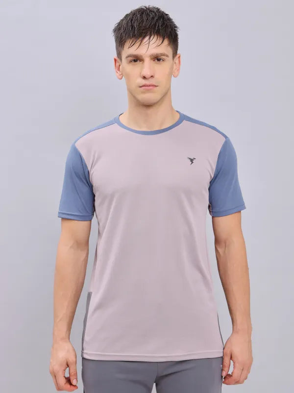 Men Colorblock Slim Fit Crew Neck T-shirt with TECHNO COOL+