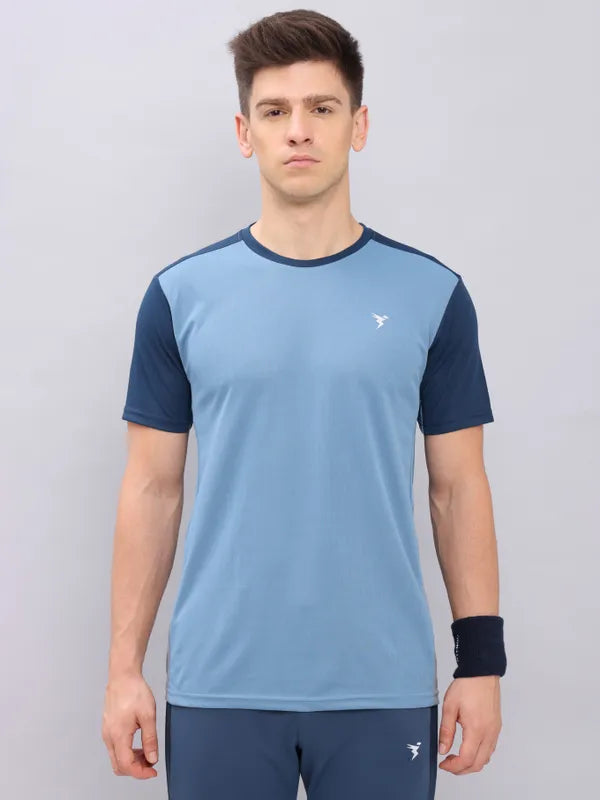 Men Colorblock Slim Fit Crew Neck T-shirt with TECHNO COOL+