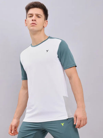 Men Colorblock Slim Fit Crew Neck T-shirt with TECHNO COOL+