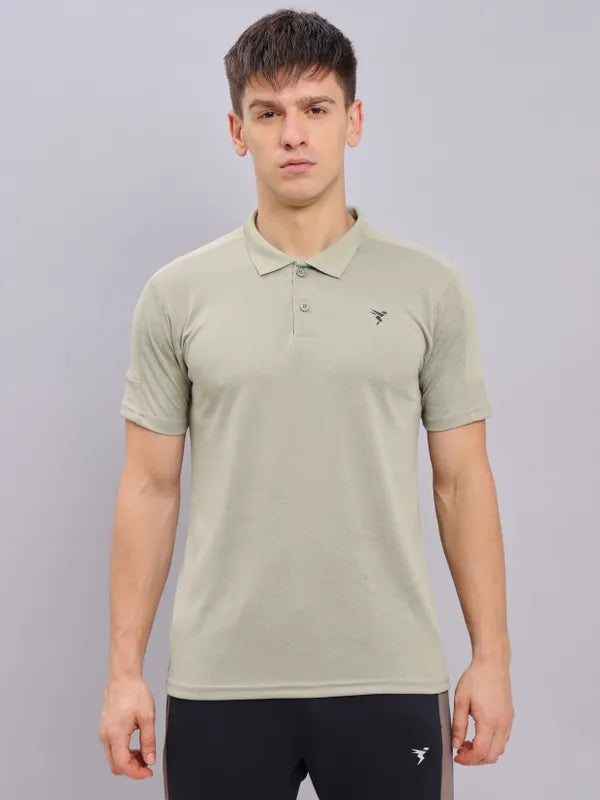 Men Melange Slim Fit Polo T-shirt with DOUBLE COOL