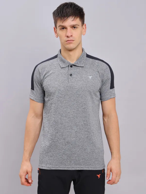 Men Melange Slim Fit Polo T-shirt with DOUBLE COOL