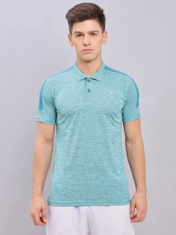 Men Melange Slim Fit Polo T-shirt with DOUBLE COOL