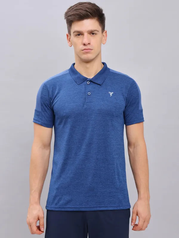 Men Melange Slim Fit Polo T-shirt with DOUBLE COOL