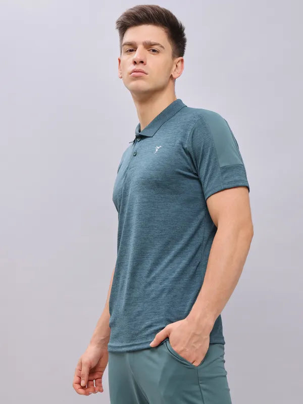 Men Melange Slim Fit Polo T-shirt with DOUBLE COOL