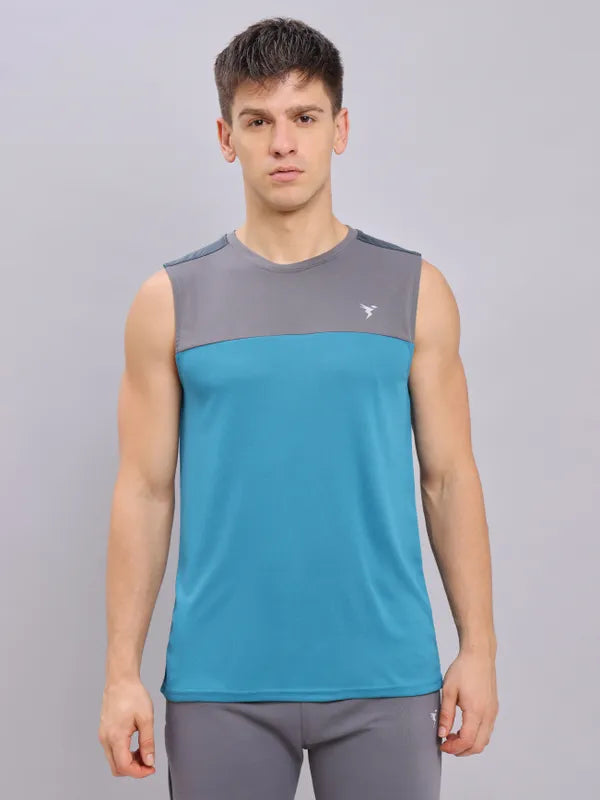 Men Colorblock Slim Fit Crew Neck Innerwear Vest with TECHNO COOL+