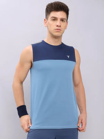 Men Colorblock Slim Fit Crew Neck Innerwear Vest with TECHNO COOL+