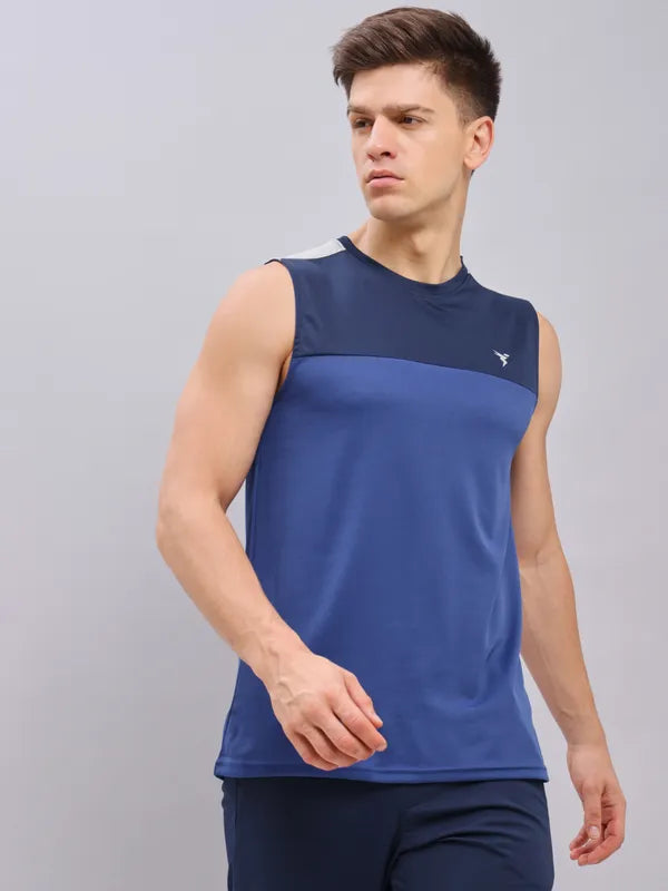 Men Colorblock Slim Fit Crew Neck Innerwear Vest with TECHNO COOL+