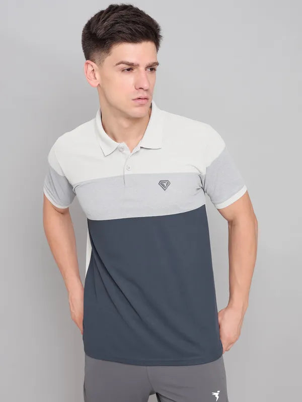 Men Colorblock Slim Fit Polo T-shirt with MATPIQ