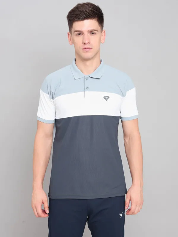 Men Colorblock Slim Fit Polo T-shirt with MATPIQ
