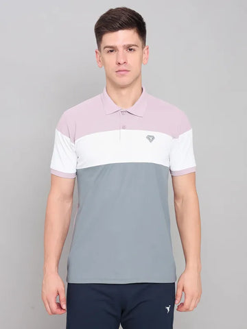 Men Colorblock Slim Fit Polo T-shirt with MATPIQ