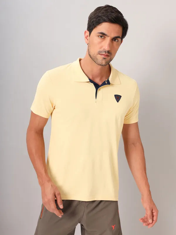 Men Self Design Slim Fit Polo T-shirt with AIRTEX STRIPES