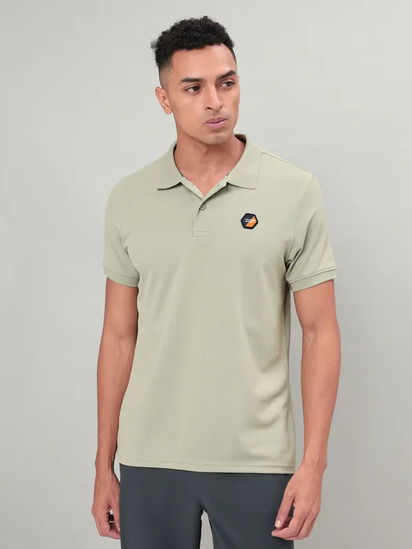Men Self Design Slim Fit Polo T-shirt with MATPIQ