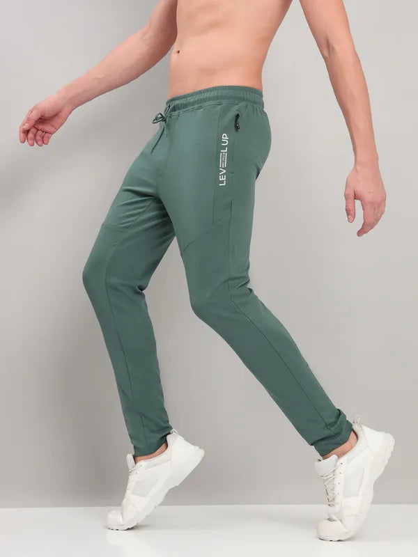 Men Solid Slim Fit Trackpants with TECHNO DRY