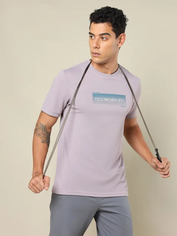 Men Printed Regular Fit Crew Neck T-shirt with TECHNO COOL+