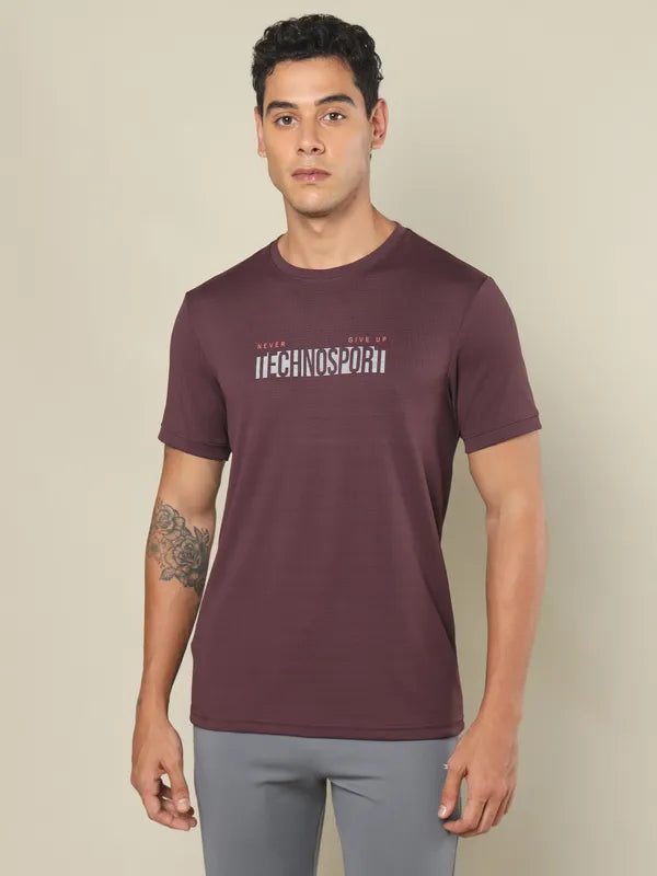 Men Printed Regular Fit Crew Neck T-shirt with TECHNO COOL+