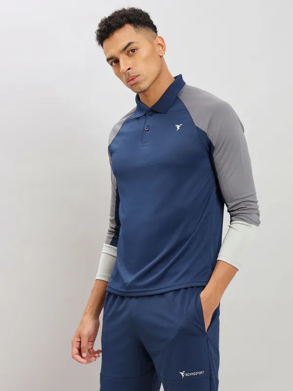 Men Colorblock Slim Fit Polo T-shirt with TECHNO COOL+