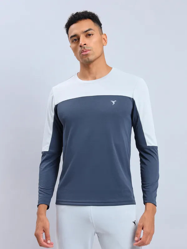Men Colorblock Slim Fit Crew Neck T-shirt with TECHNO COOL+