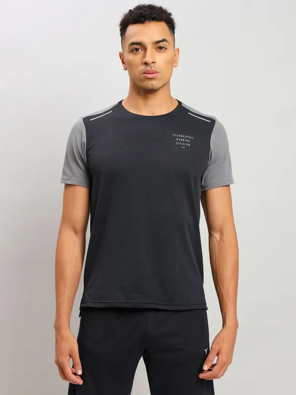 Men Solid Slim Fit Crew Neck T-shirt with ELASTO PLUS