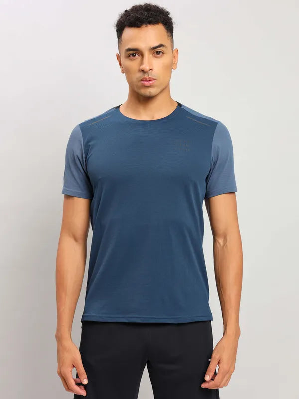 Men Solid Slim Fit Crew Neck T-shirt with ELASTO PLUS