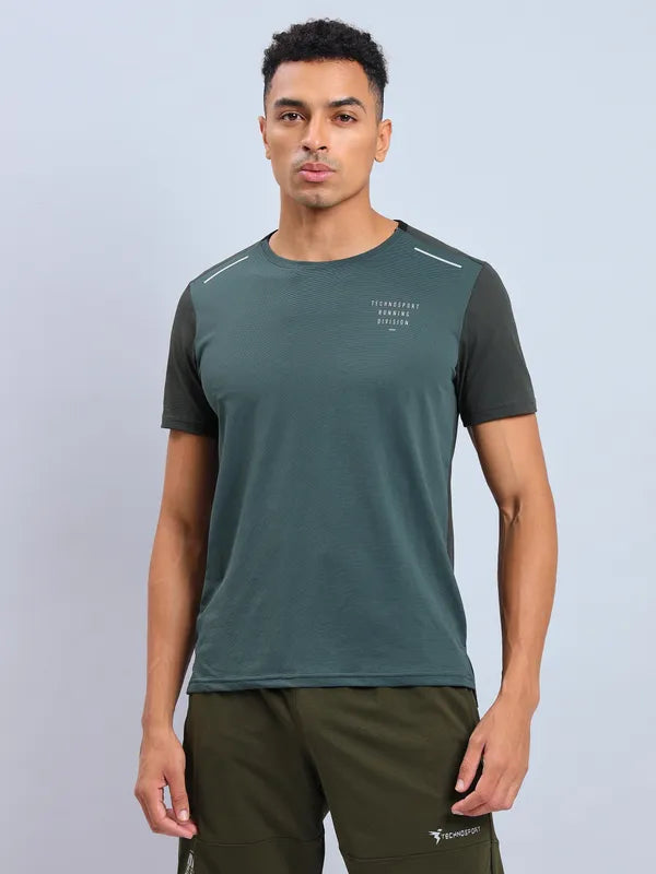Men Solid Slim Fit Crew Neck T-shirt with ELASTO PLUS