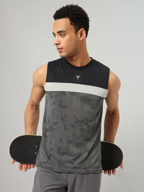 Men Jacquard Slim Fit Crew Neck Innerwear Vest with VENTMESH