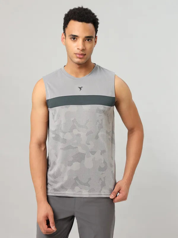 Men Jacquard Slim Fit Crew Neck Innerwear Vest with VENTMESH