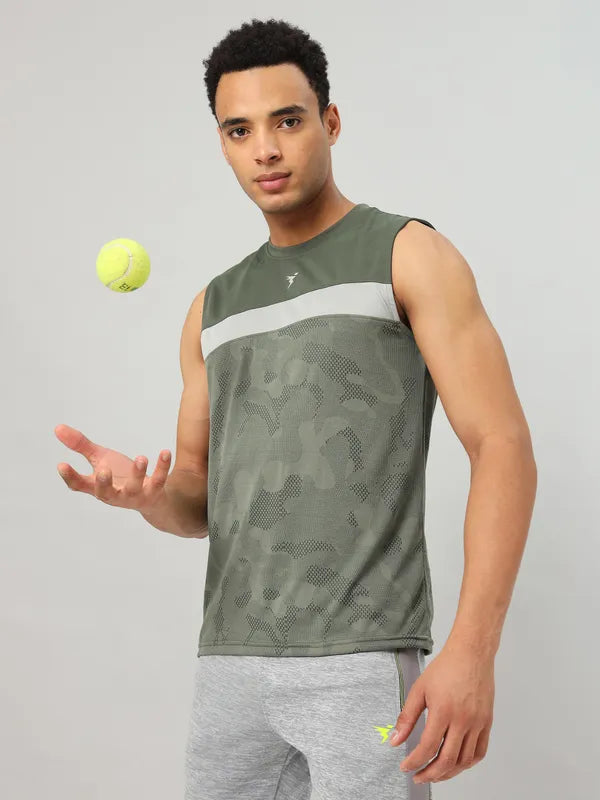 Men Jacquard Slim Fit Crew Neck Innerwear Vest with VENTMESH
